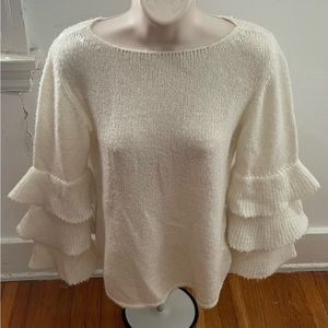 Gio & Gio white wool and mohair blend tiered sleeve sweater size S mad in Italy